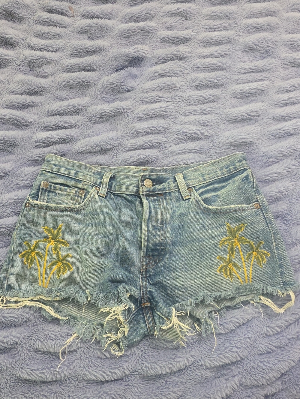 Levis Denim Women's Frayed Palm Embroidered Shorts